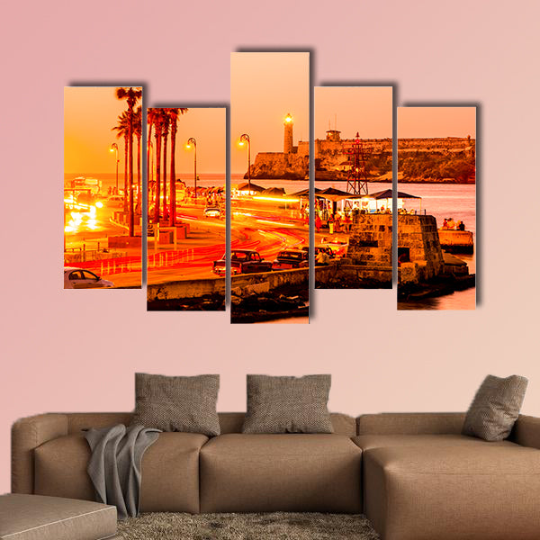 Romantic sunset in Old Havana multi panel canvas wall art