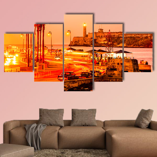Romantic sunset in Old Havana multi panel canvas wall art