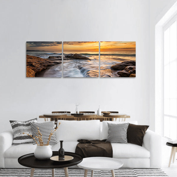 Magnificent sea sunrise at the Black Sea coast, Bulgaria panoramic canvas wall art