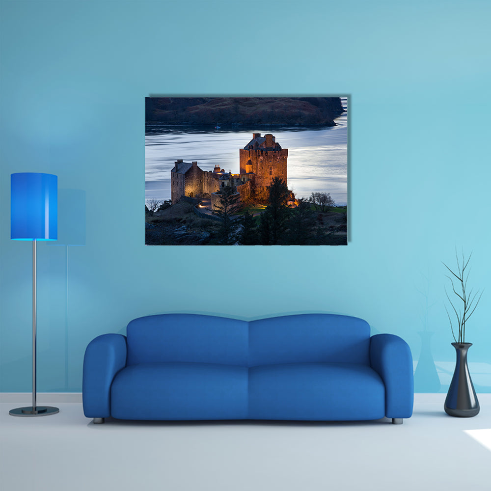 Eilean Donan Castle, a castle, near to Dornie at the Scottish Highlands multi panel canvas wall art