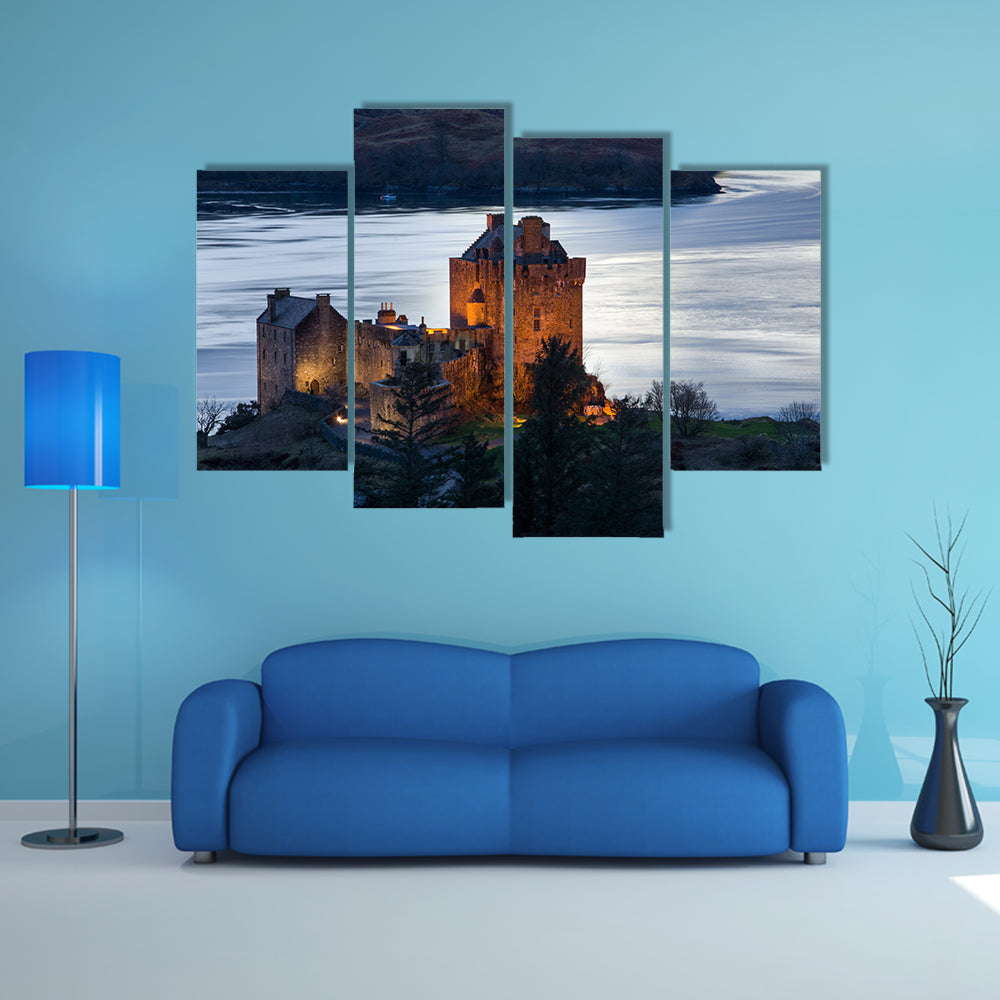 Eilean Donan Castle, a castle, near to Dornie at the Scottish Highlands multi panel canvas wall art