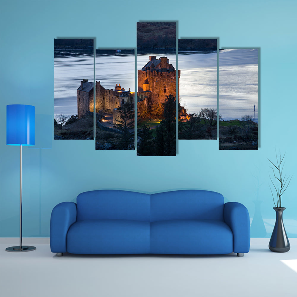 Eilean Donan Castle, a castle, near to Dornie at the Scottish Highlands multi panel canvas wall art
