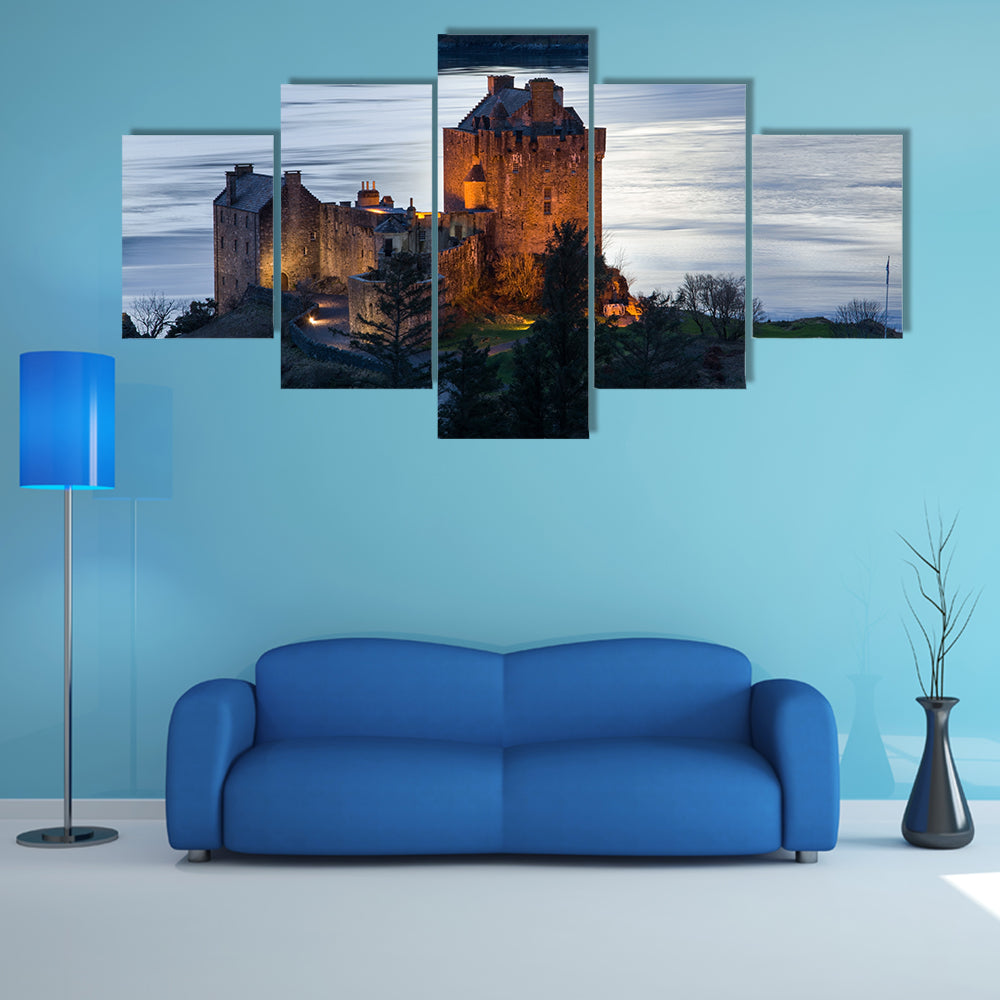 Eilean Donan Castle, a castle, near to Dornie at the Scottish Highlands multi panel canvas wall art