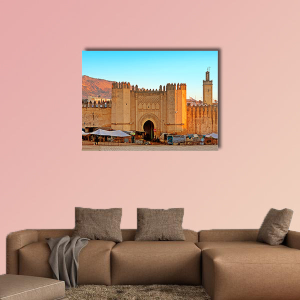 Gate to ancient medina of Fez, Morocco multi panel canvas wall art