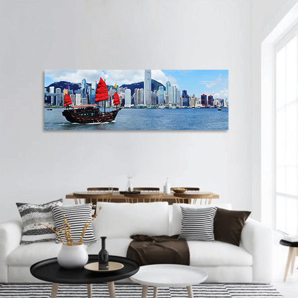 Hong Kong Harbour panoramic canvas wall art
