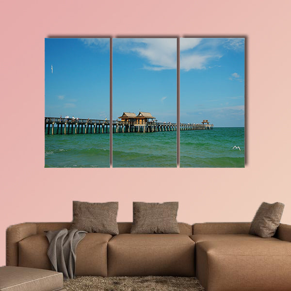 Fishing pier at municipal beach, Naples, Florida, Gulf of Mexico wall art