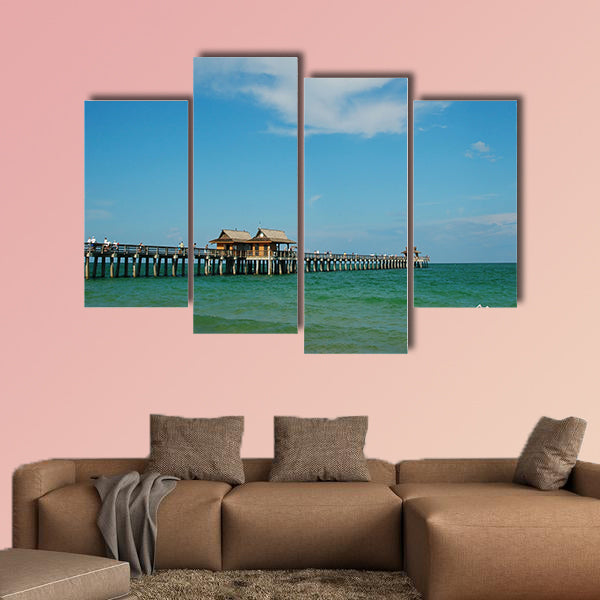 Fishing pier at municipal beach, Naples, Florida, Gulf of Mexico wall art