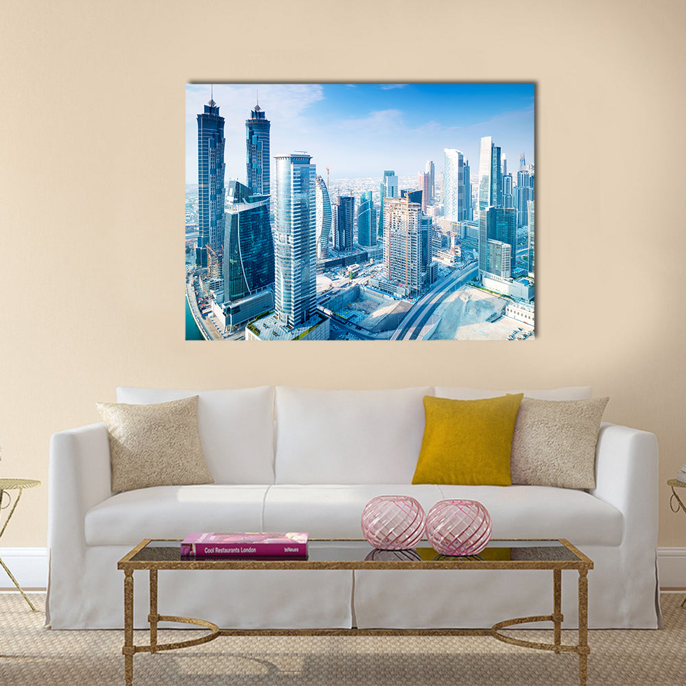 Beautiful Dubai city, bird eye view on cityscape multi panel canvas wall art