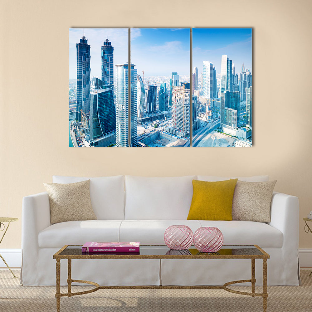 Beautiful Dubai city, bird eye view on cityscape multi panel canvas wall art