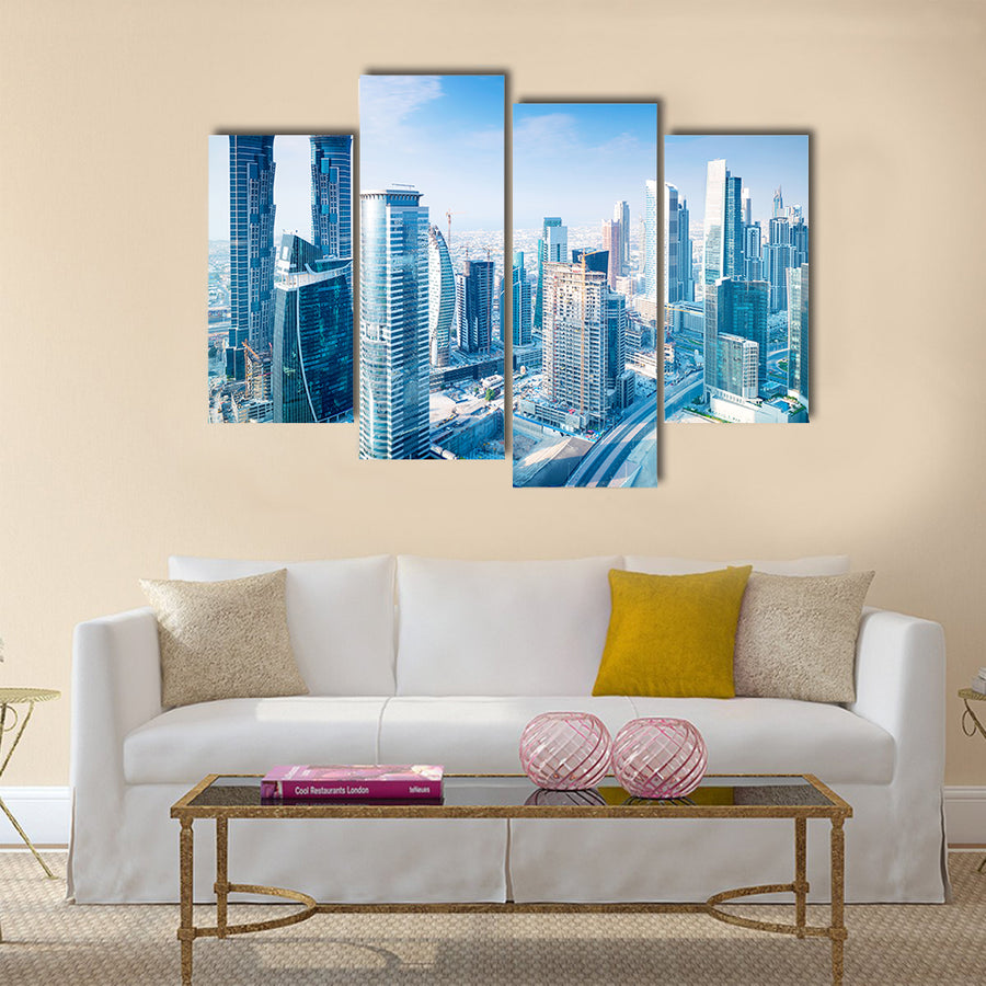 Beautiful Dubai city, bird eye view on cityscape multi panel canvas wall art