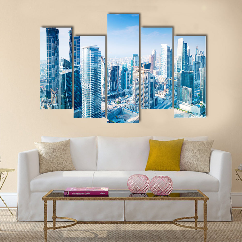 Beautiful Dubai city, bird eye view on cityscape multi panel canvas wall art