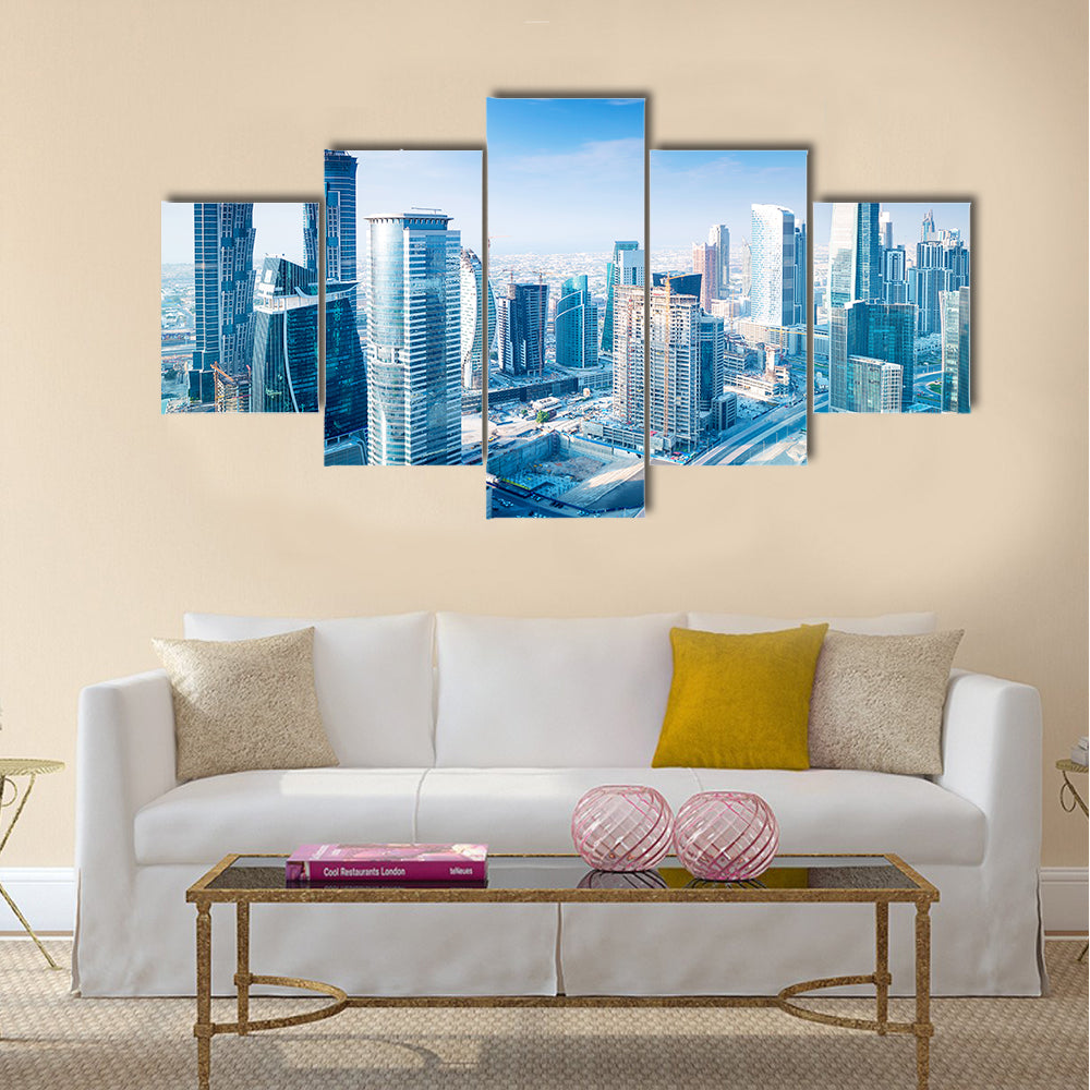 Beautiful Dubai city, bird eye view on cityscape multi panel canvas wall art