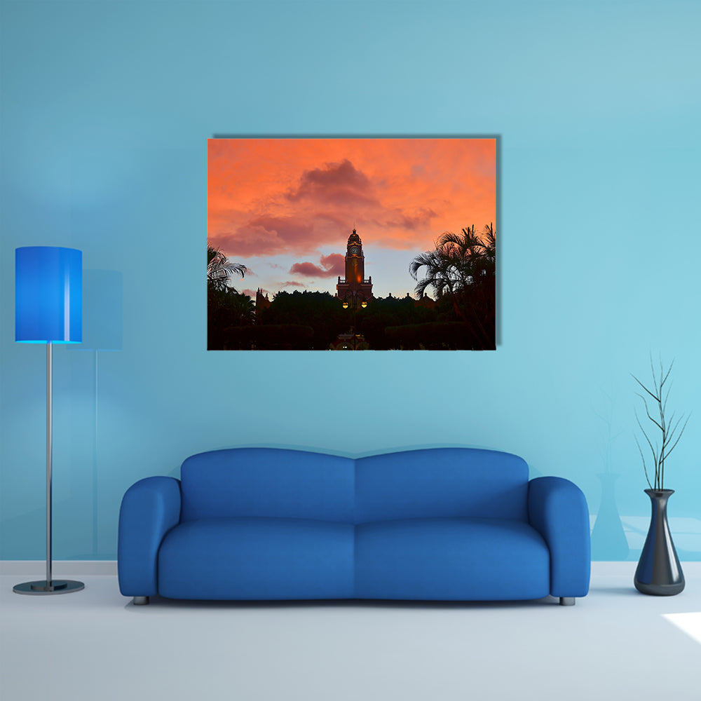 The City hall at the main Zocalo square at sunset, Mexico Multi Panel canvas wall art