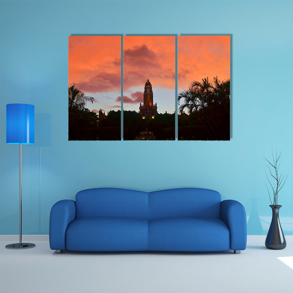 The City hall at the main Zocalo square at sunset, Mexico Multi Panel canvas wall art