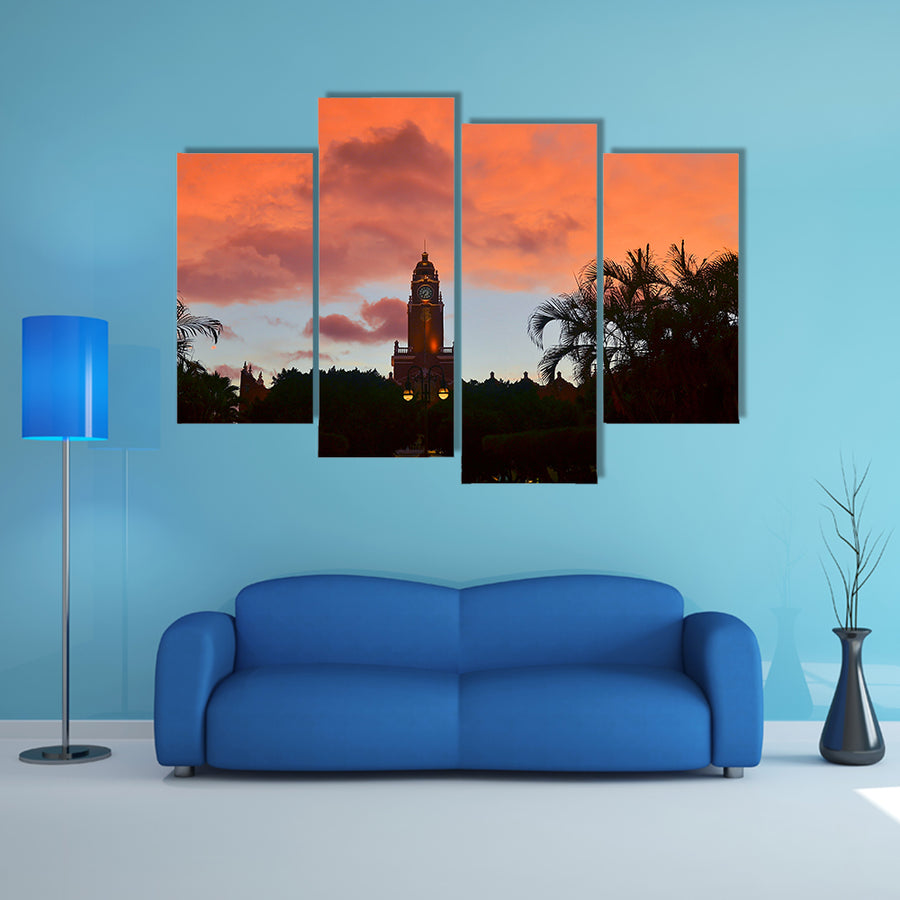 The City hall at the main Zocalo square at sunset, Mexico Multi Panel canvas wall art