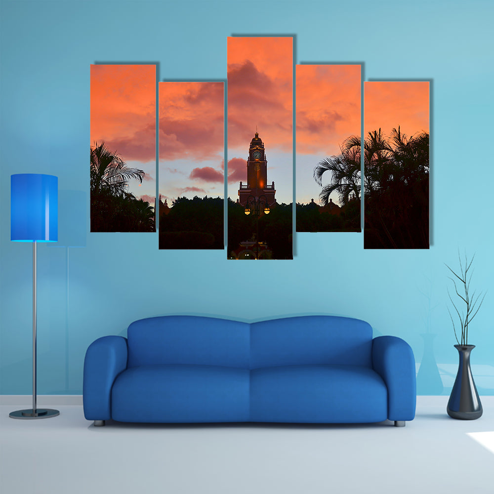 The City hall at the main Zocalo square at sunset, Mexico Multi Panel canvas wall art