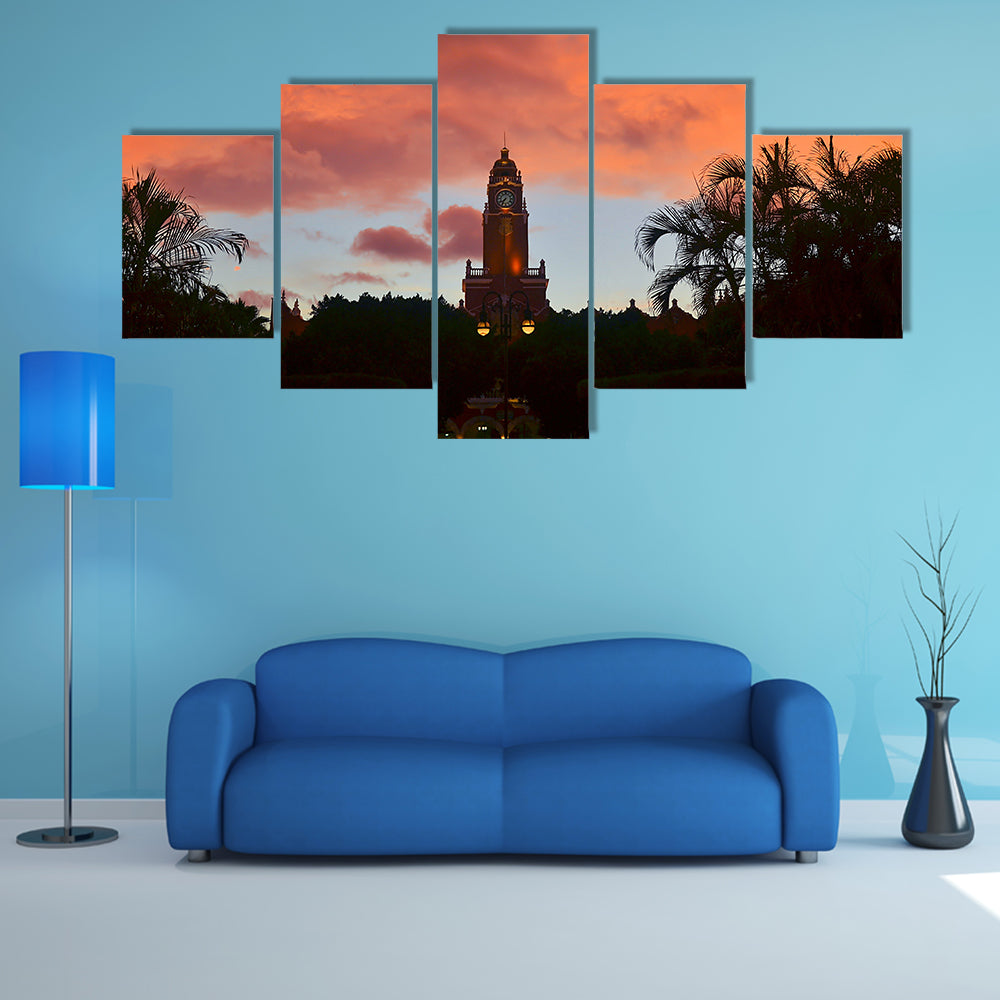 The City hall at the main Zocalo square at sunset, Mexico Multi Panel canvas wall art