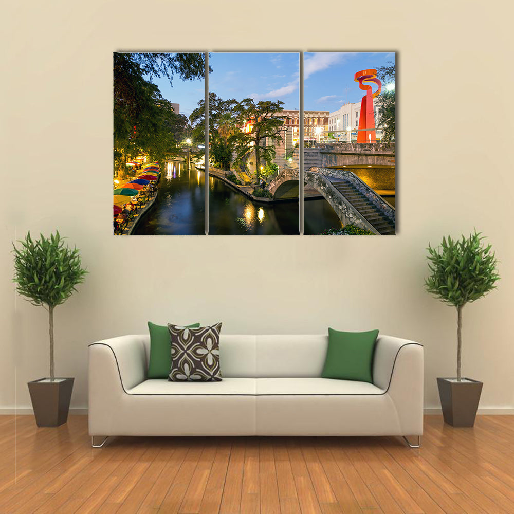 River Walk in San Antonio, Texas multi panel canvas wall art