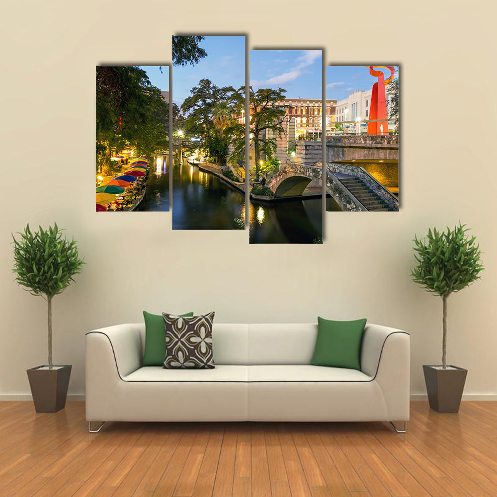 River Walk in San Antonio, Texas multi panel canvas wall art