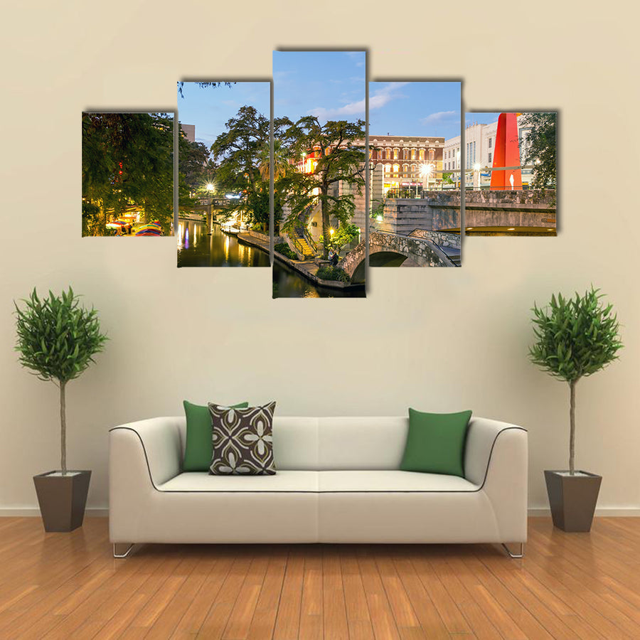 River Walk in San Antonio, Texas multi panel canvas wall art