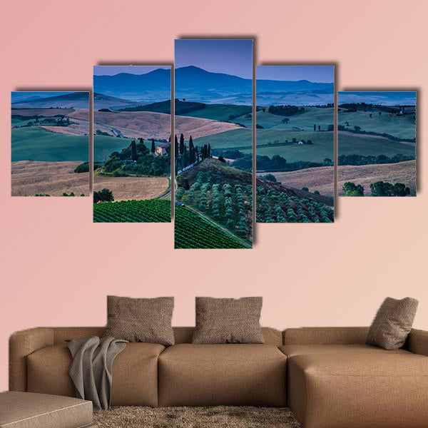 Scenic Tuscany landscape with rolling hills in Val d Orcia, wall art
