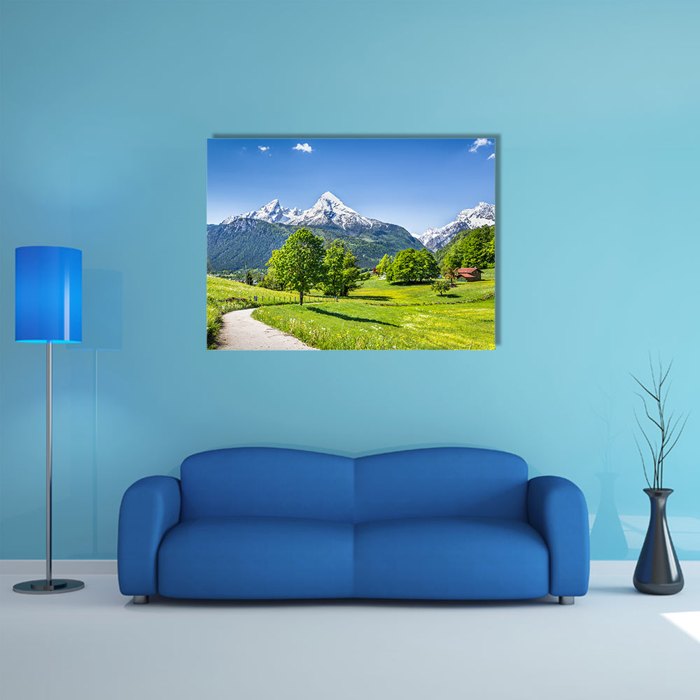 Idyllic summer landscape in the Alps, National park Berchtesgadener Germany multi panel canvas wall art