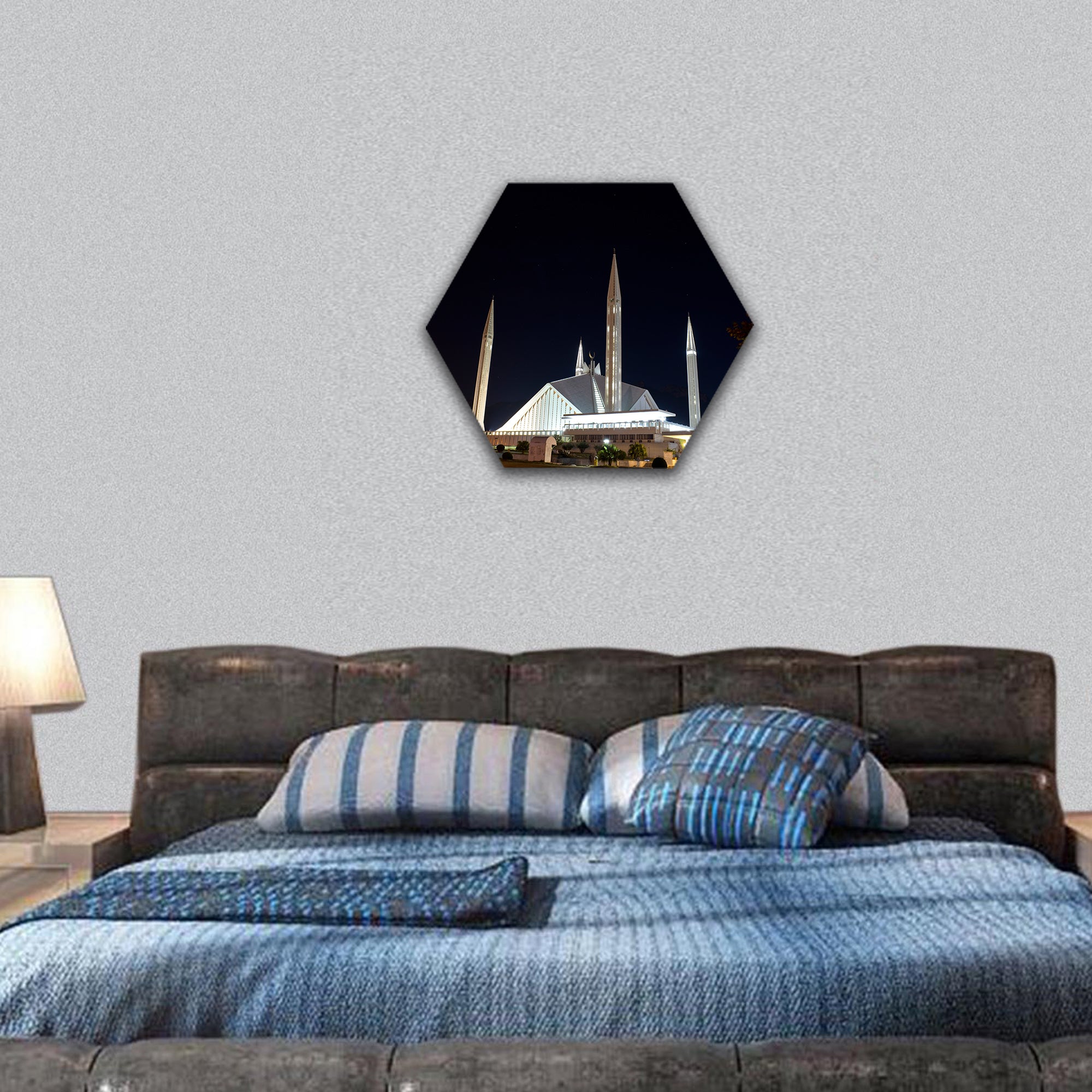 Shah Faisal Mosque Islamabad hexagonal canvas wall art