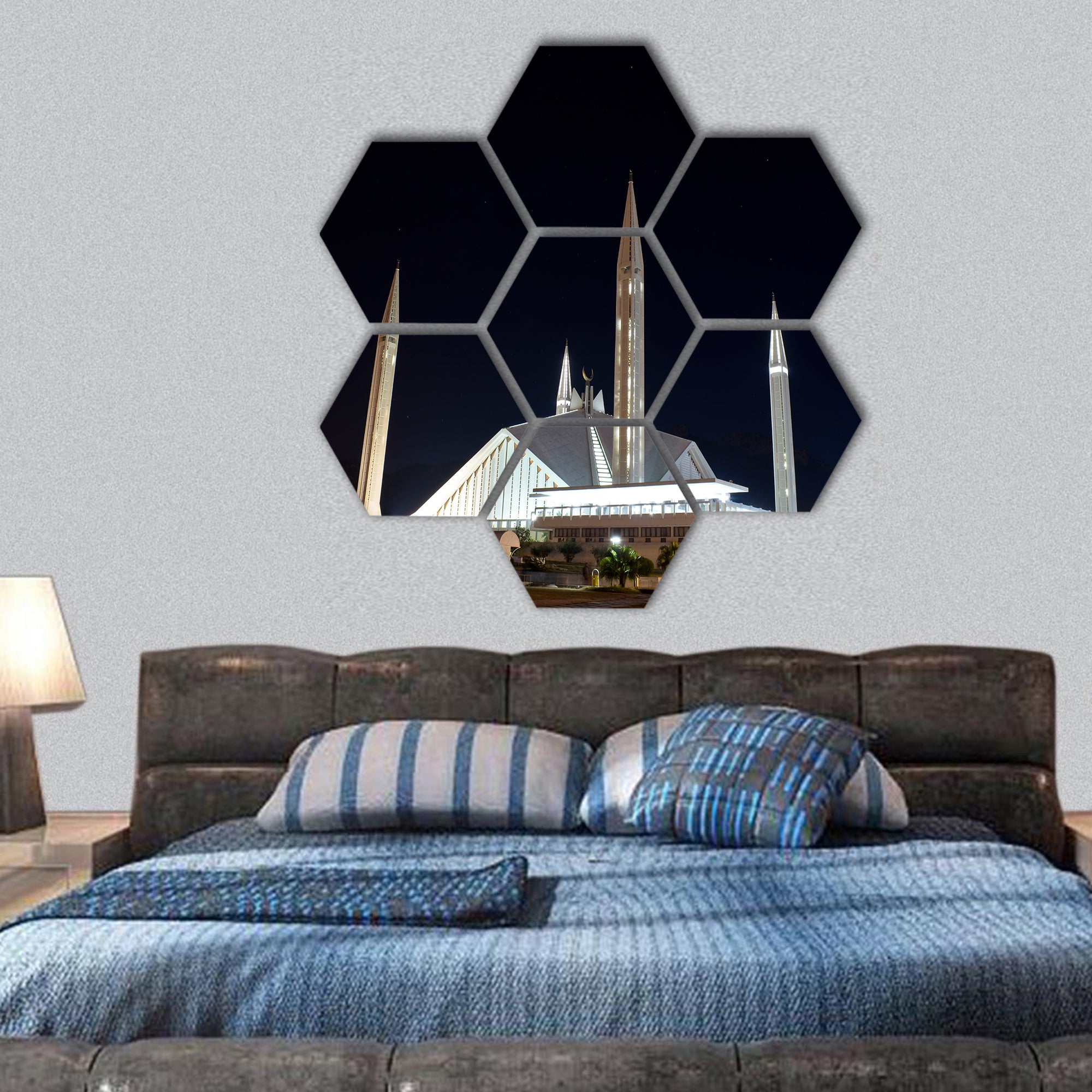 Shah Faisal Mosque Islamabad hexagonal canvas wall art