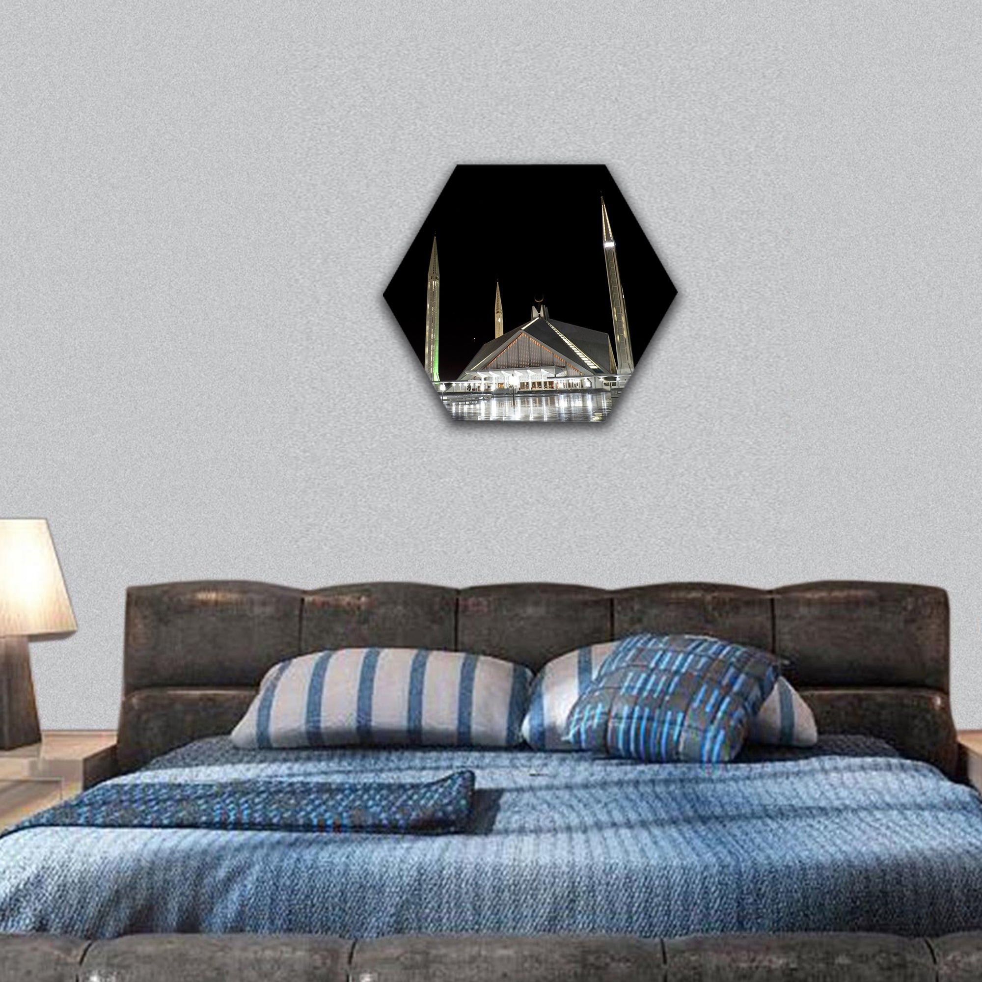 Shah Faisal Mosque Islamabad hexagonal canvas wall art