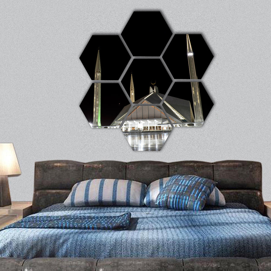 Shah Faisal Mosque Islamabad hexagonal canvas wall art