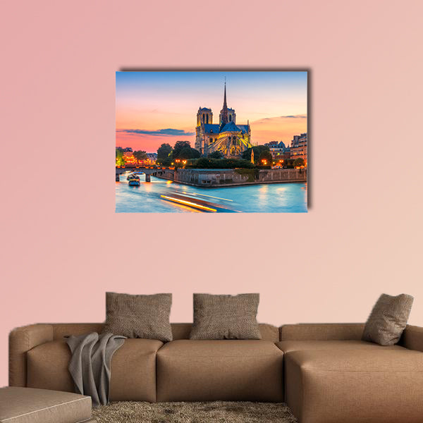 Cathedral of Notre Dame de Paris at sunset, France Multi panel canvas wall art