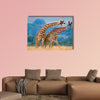  Two giraffe dance with each other, Kenya, Masai Mara multi panel canvas wall art