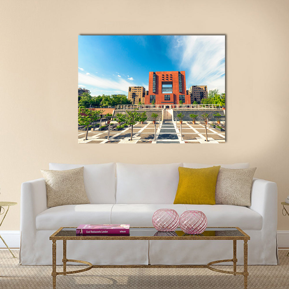 Facade and square of Bicocca University Italy Multi Panel Canvas Wall Art