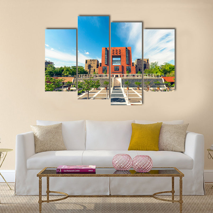 Facade and square of Bicocca University Italy Multi Panel Canvas Wall Art