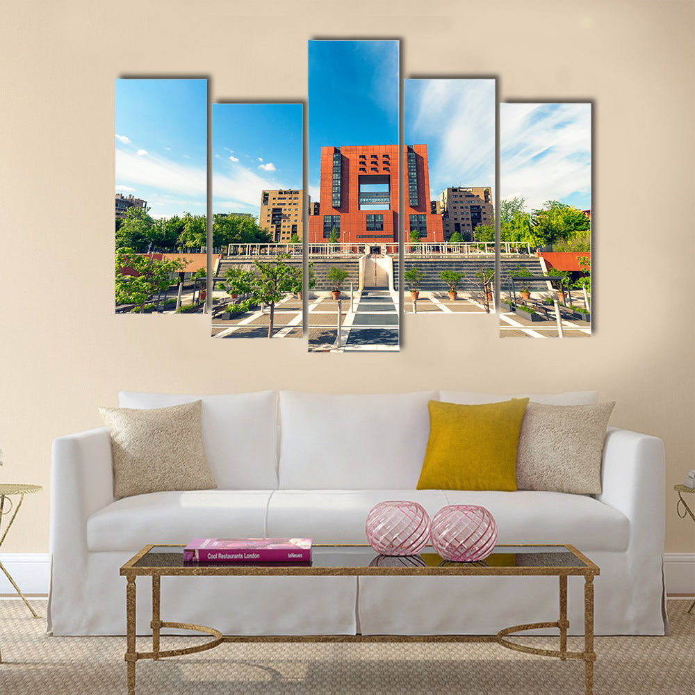 Facade and square of Bicocca University Italy Multi Panel Canvas Wall Art