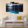 Romantic and scenic panorama with full moon on sea to night Multi Panel Canvas Wall Art