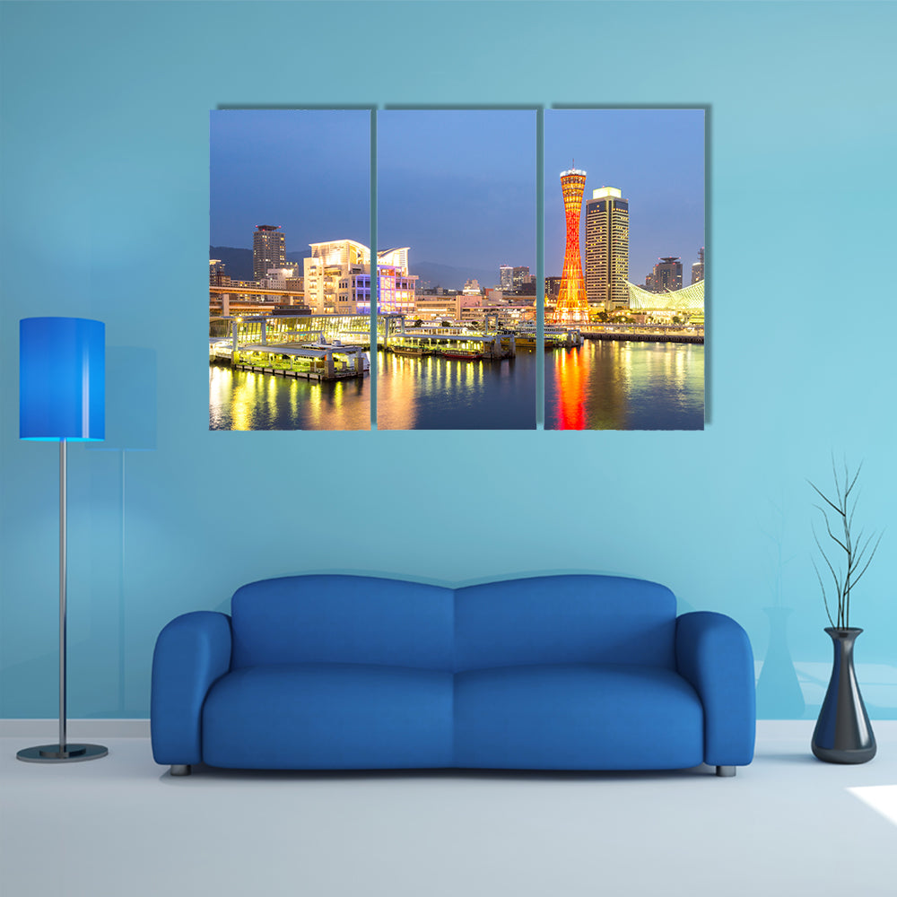 Skyline and Port of Kobe Tower Kansai, Japan multi panel canvas wall art