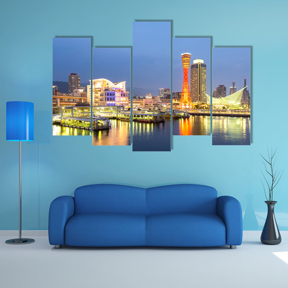Skyline and Port of Kobe Tower Kansai, Japan multi panel canvas wall art