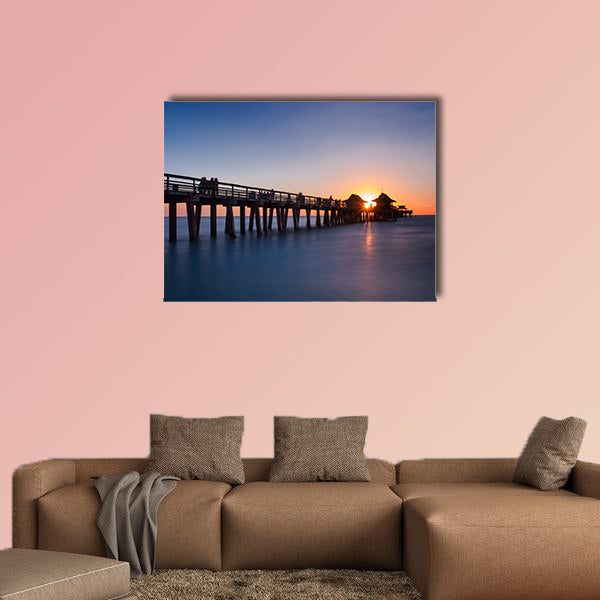 Pier of Naples at sunset, Florida, USA multi panel canvas wall art
