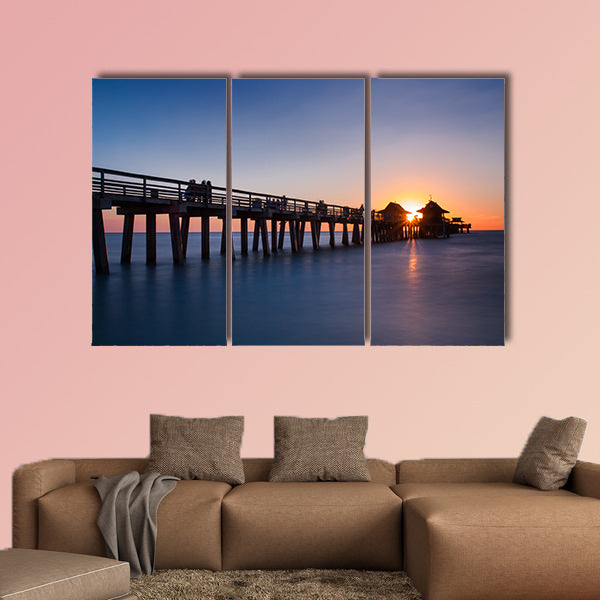 Pier of Naples at sunset, Florida, USA multi panel canvas wall art