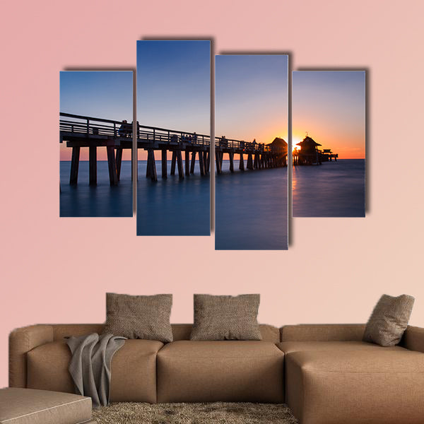 Pier of Naples at sunset, Florida, USA multi panel canvas wall art