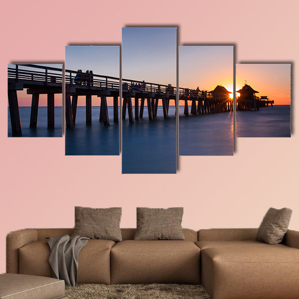 Pier of Naples at sunset, Florida, USA multi panel canvas wall art