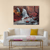 Beautiful waterfall in autumn forest. Silver Stream Waterfall Multi Panel Canvas Wall Art