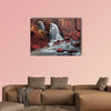 Beautiful waterfall in autumn forest multi panel canvas wall art