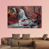 Beautiful waterfall in autumn forest multi panel canvas wall art