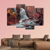 Beautiful waterfall in autumn forest multi panel canvas wall art