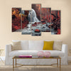 Beautiful waterfall in autumn forest. Silver Stream Waterfall Multi Panel Canvas Wall Art