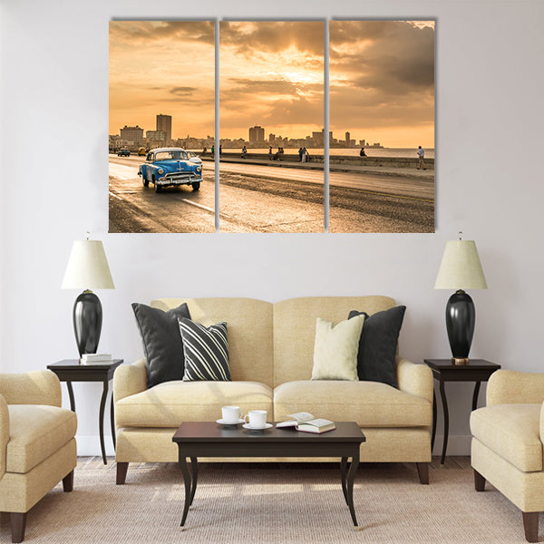 The sun setting over the city of Havana Multi panel canvas wall art