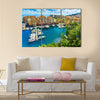 Precious apartments and harbor with luxury yachts in the bay,Monte Carlo,Monaco,Europe Multi panel canvas wall art