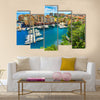 Precious apartments and harbor with luxury yachts in the bay,Monte Carlo,Monaco,Europe Multi panel canvas wall art